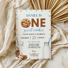 Invitación de primer cumpleaños de Milk And Cookie