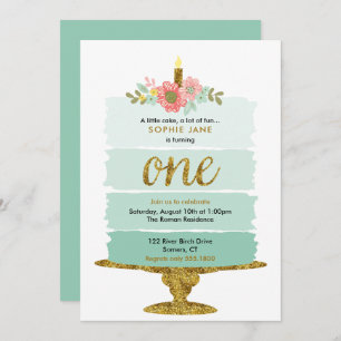 Invitación de primer cumpleaños de Mint Green Ombr