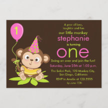 Invitación de primer cumpleaños de mono pequeño li