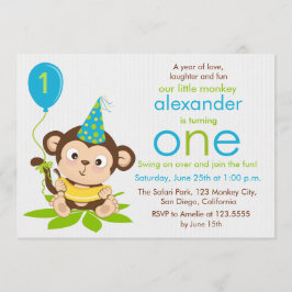 Invitación de primer cumpleaños de mono pequeño li