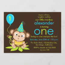 Invitación de primer cumpleaños de mono pequeño li