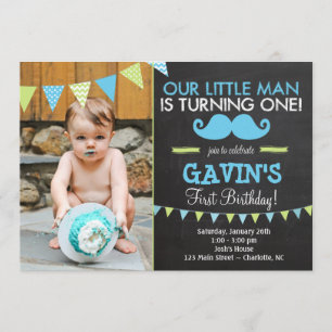 Invitación de primer cumpleaños de Mustache