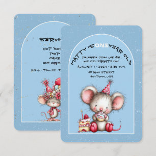 Invitación de primer cumpleaños de niño ratón capr