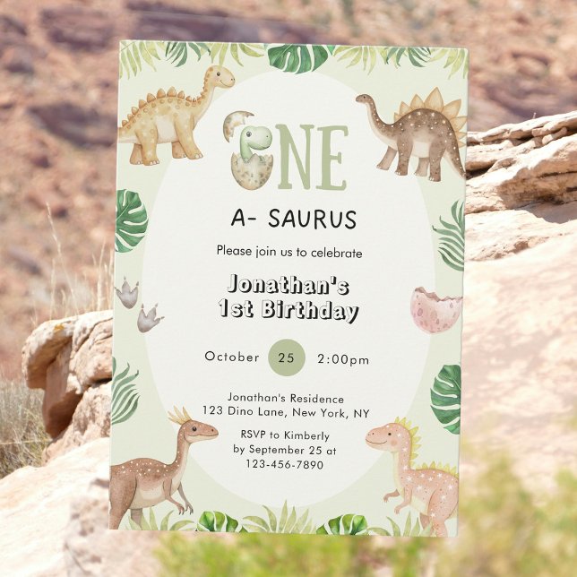 Invitación de primer cumpleaños de One a Saurus (Subido por el creador)