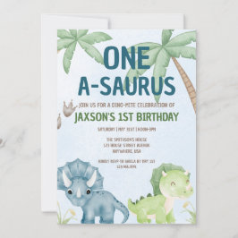 Invitación de primer cumpleaños de One-A-SAURUS Di