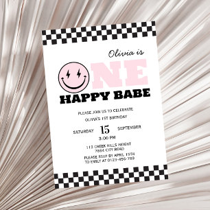 Invitación de primer cumpleaños de One Happy Babe 