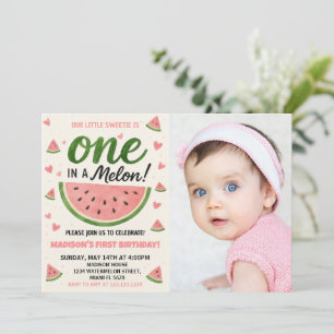 Invitación de primer cumpleaños de One in a Melon