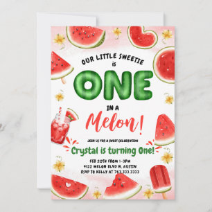 Invitación de primer cumpleaños de One in a Melon