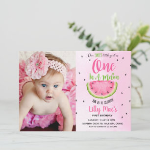 Invitación de primer cumpleaños de One in a Melon
