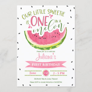 Invitación de primer cumpleaños de One in a Melon