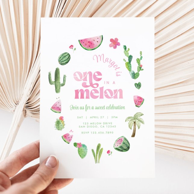 Invitación de primer cumpleaños de One in a Melon (One in a Melon Birthday Invitation)