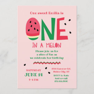 Invitación de primer cumpleaños de One in a Melon