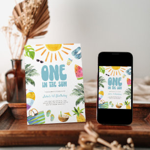 Invitación de primer cumpleaños de ONE in Sun Retr