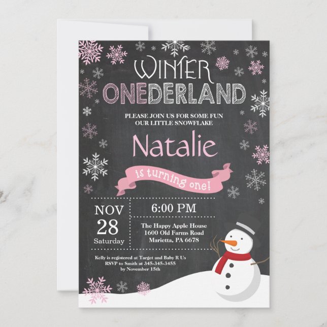 Invitación de primer cumpleaños de Onederland (Anverso)