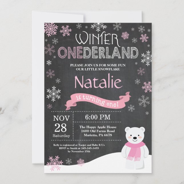 Invitación de primer cumpleaños de Onederland (Anverso)