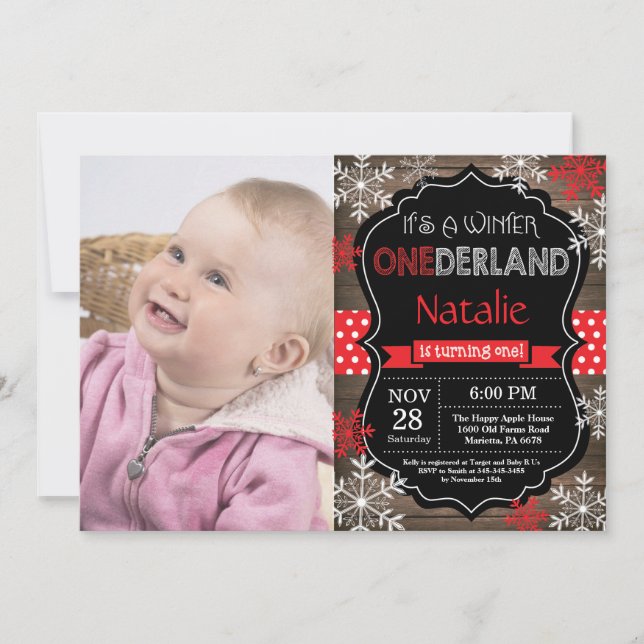 Invitación de primer cumpleaños de Onederland (Anverso)