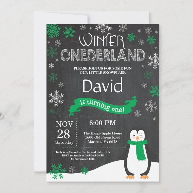 Invitación de primer cumpleaños de Onederland (Anverso)