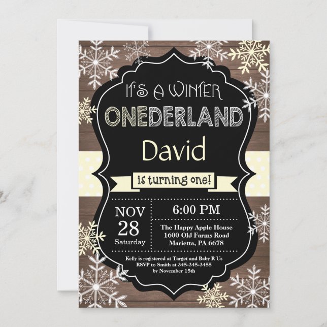 Invitación de primer cumpleaños de Onederland (Anverso)