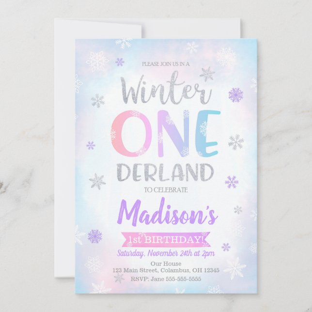 Invitación de primer cumpleaños de Onederland (Anverso)