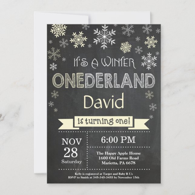 Invitación de primer cumpleaños de Onederland (Anverso)