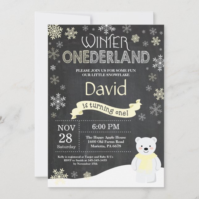 Invitación de primer cumpleaños de Onederland (Anverso)