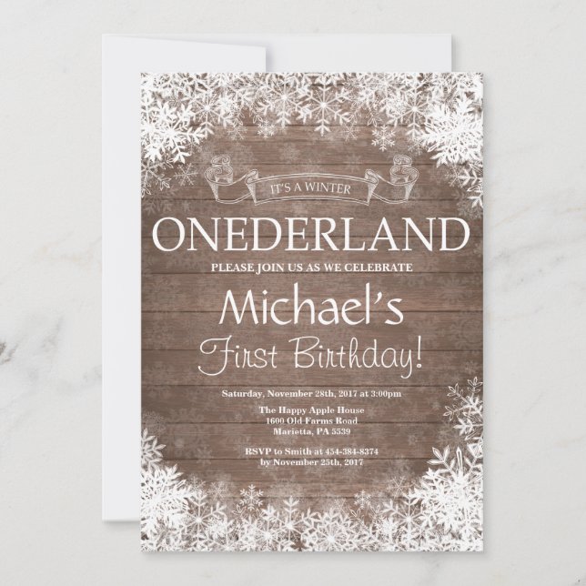 Invitación de primer cumpleaños de Onederland (Anverso)