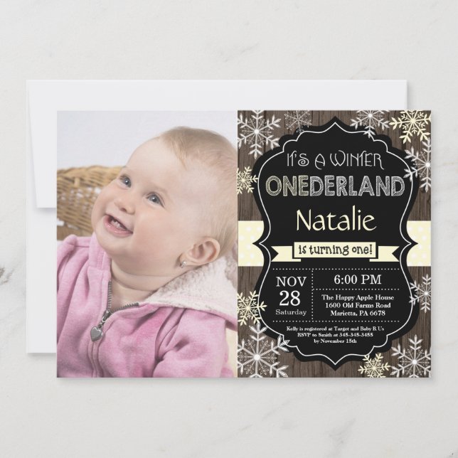 Invitación de primer cumpleaños de Onederland (Anverso)