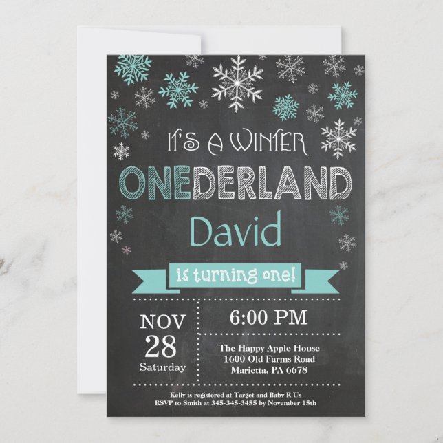 Invitación de primer cumpleaños de Onederland (Anverso)