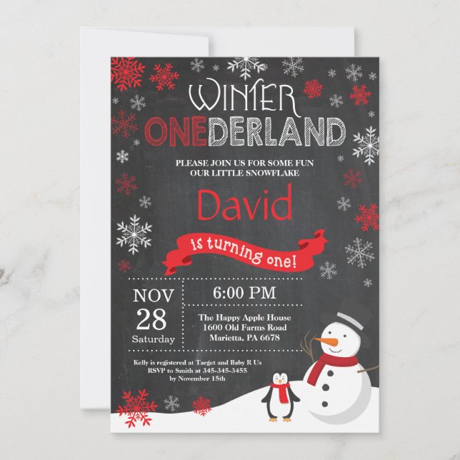 Invitación de primer cumpleaños de Onederland (Anverso)