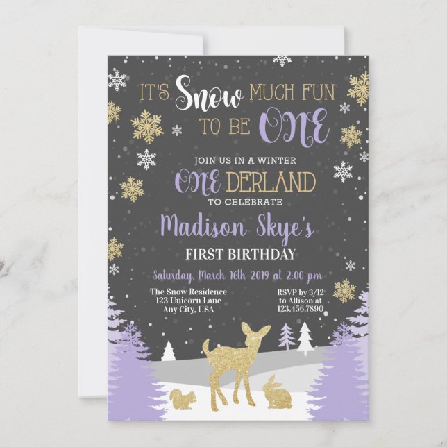 Invitación de primer cumpleaños de Onederland (Anverso)