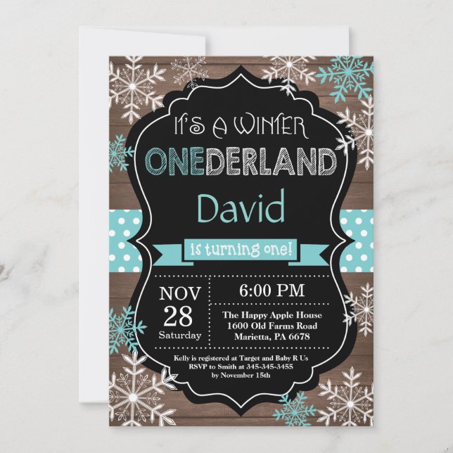 Invitación de primer cumpleaños de Onederland (Anverso)