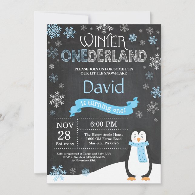 Invitación de primer cumpleaños de Onederland (Anverso)