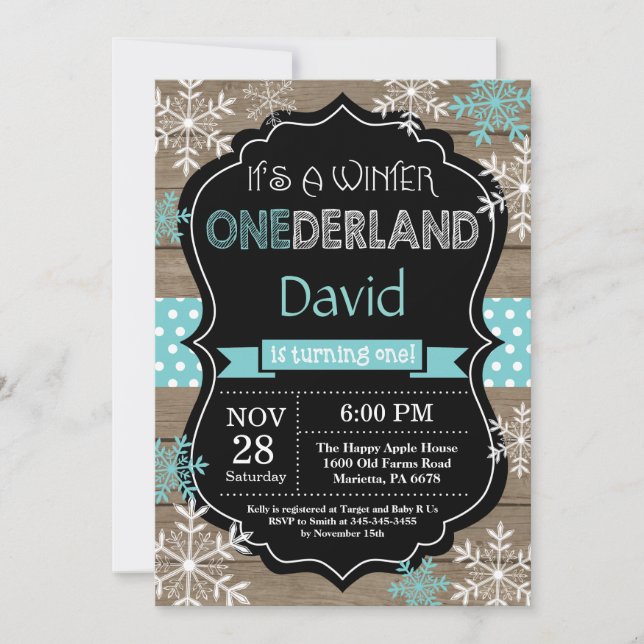 Invitación de primer cumpleaños de Onederland (Anverso)