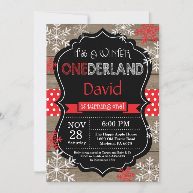 Invitación de primer cumpleaños de Onederland (Anverso)