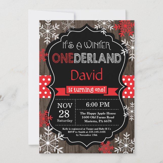 Invitación de primer cumpleaños de Onederland (Anverso)
