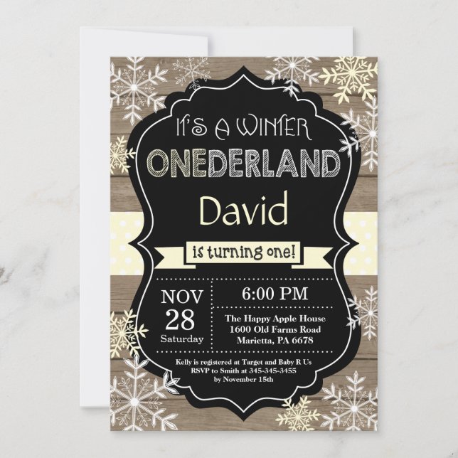 Invitación de primer cumpleaños de Onederland (Anverso)