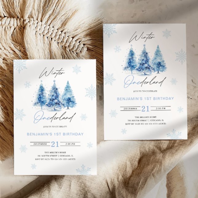 Invitación de primer cumpleaños de Onederland Blue (Subido por el creador)