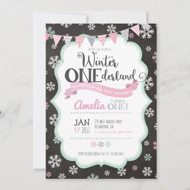 Invitación de primer cumpleaños de Onederland en i (Anverso)