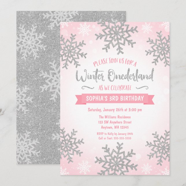 Invitación de primer cumpleaños de Onederland, inv (Anverso / Reverso)
