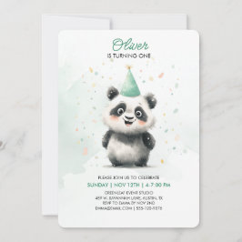Invitación de primer cumpleaños de Panda editable