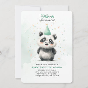 Invitación de primer cumpleaños de Panda editable