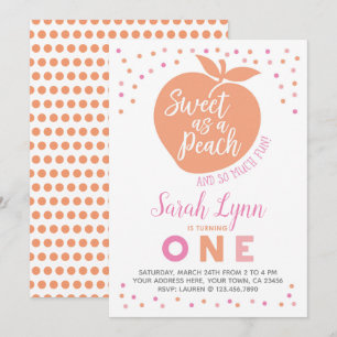 Invitación de primer cumpleaños de Peach