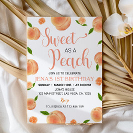Invitación de primer cumpleaños de Peach Floral