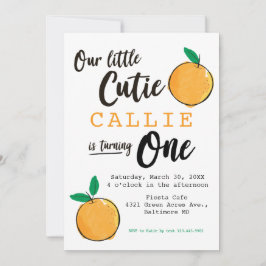 Invitación de primer cumpleaños de pequeño Naranja