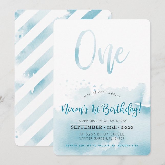 Invitación de primer cumpleaños de personalizado p (Anverso / Reverso)