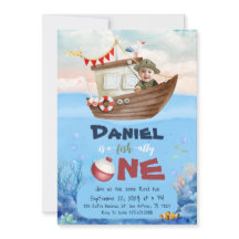 Invitación de primer cumpleaños de pescadores