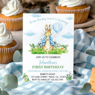 Invitación de primer cumpleaños de Peter Rabbit