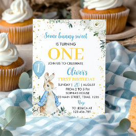 Invitación de primer cumpleaños de Peter Rabbit Wi