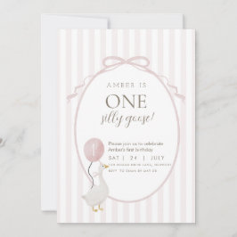 Invitación de primer cumpleaños de Pink One Silly