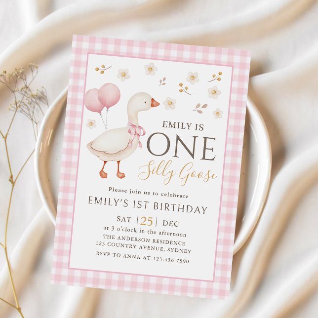 Invitación de primer cumpleaños de Pink One Silly  (Subido por el creador)